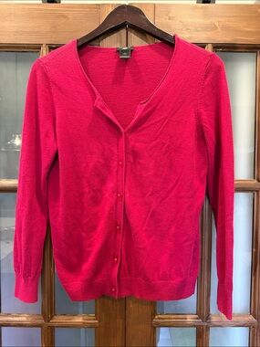 Ann Taylor Hot Pink Button-Front Cardigan